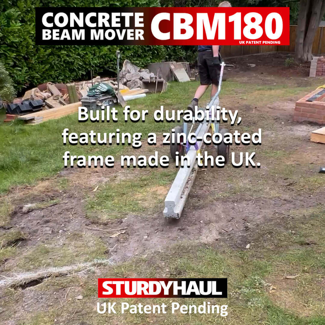 CBM180 Concrete Beam Mover Dolly Trolley designed for single-handed operation - especially on sites with restricted access - Made in Britain